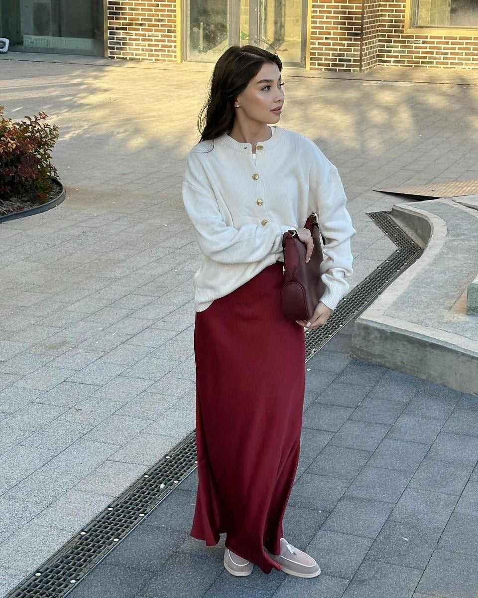 Jupe rouge cerise