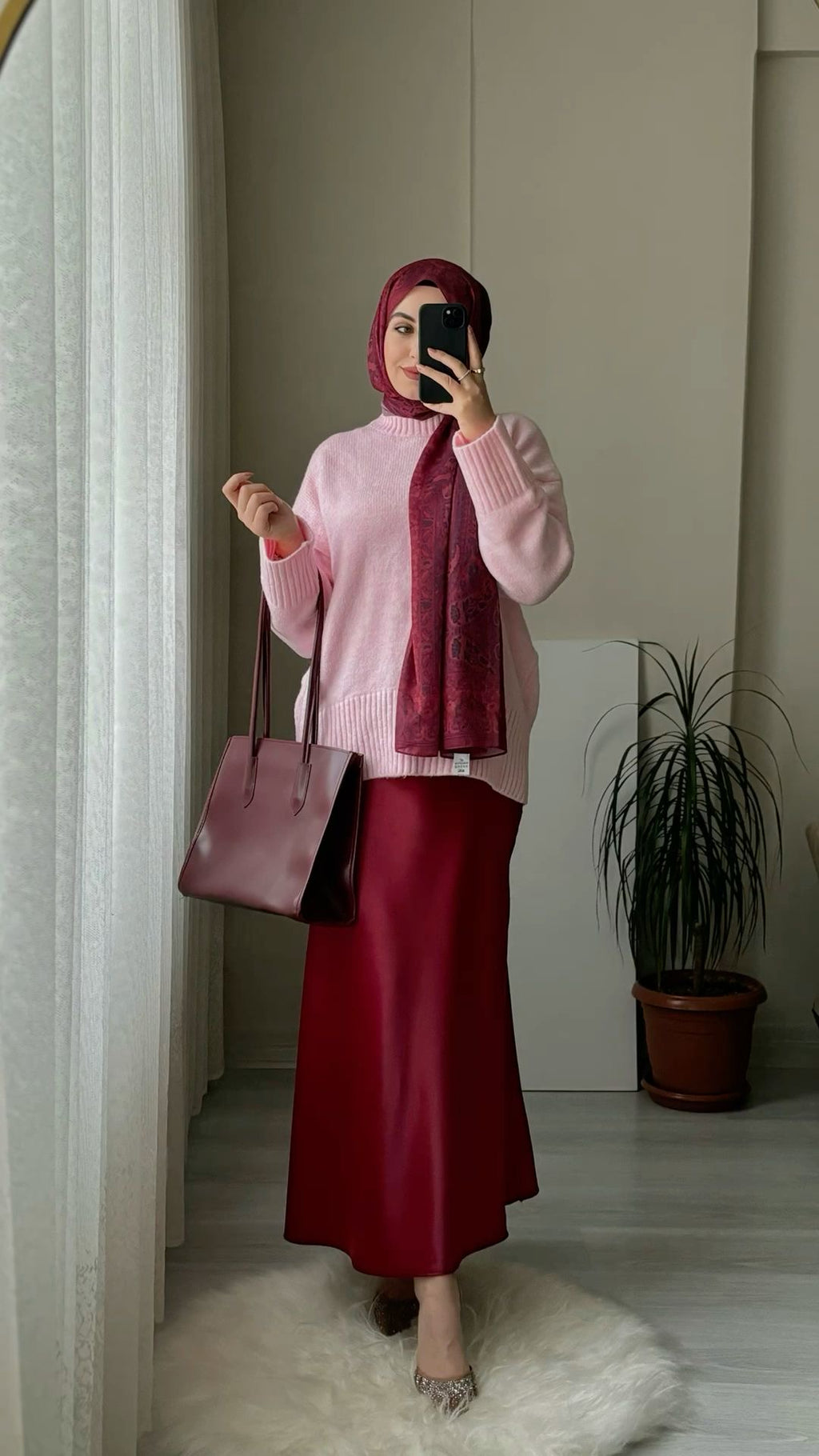 Jupe rouge cerise